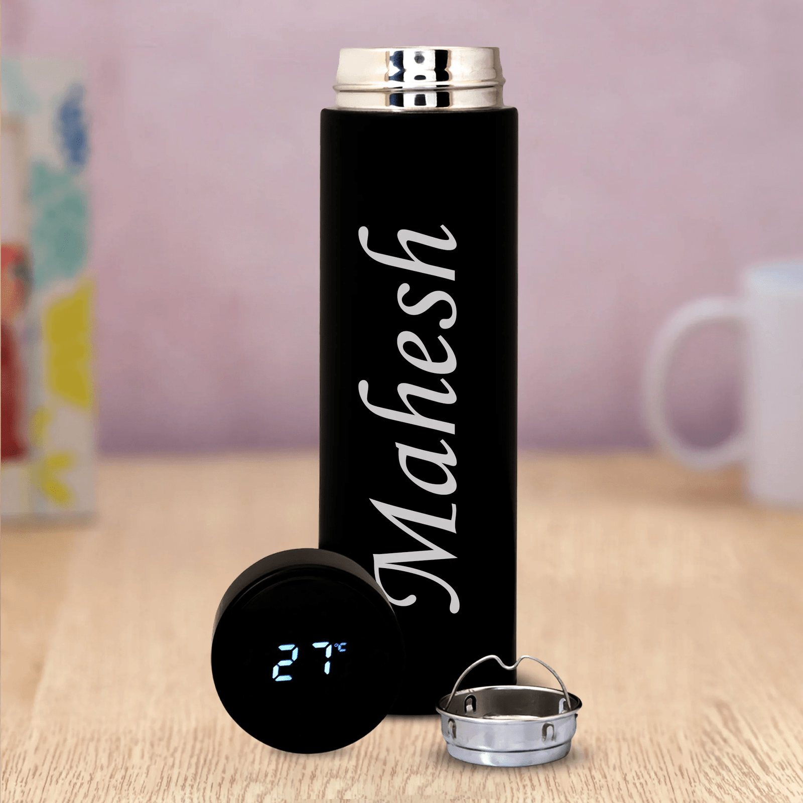 Customized Water Bottle with Temperature Display (500ml, Black