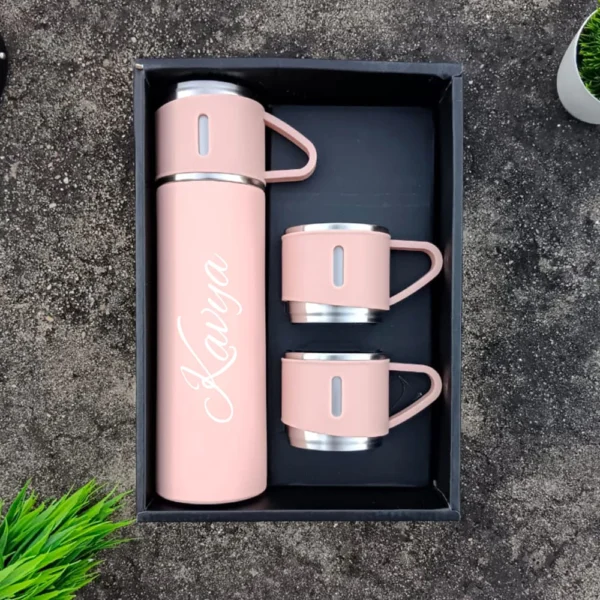 Personalized Vacuum Flask Gift Set With 2 Cups