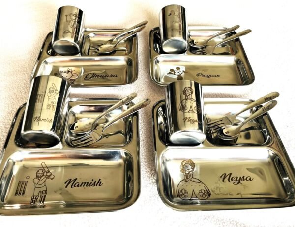 personalised-stainless-steel-plate-set-for-kids