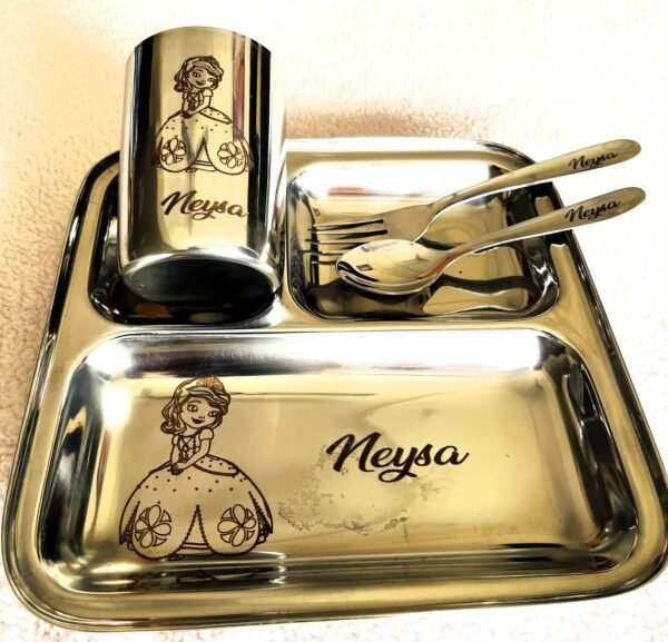 personalised-stainless-steel-plate-set-for-kids