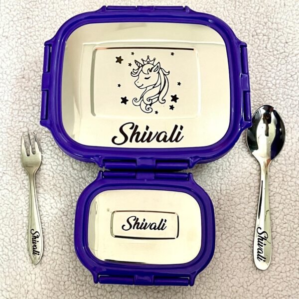 personalised-steel-lunch-box-for-kids-large-tiffin-set-cutlery