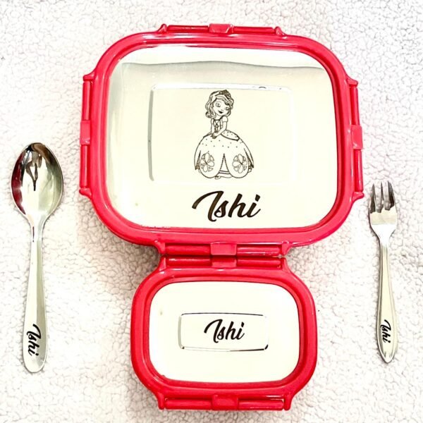 personalised-steel-lunch-box-for-kids-large-tiffin-set-cutlery