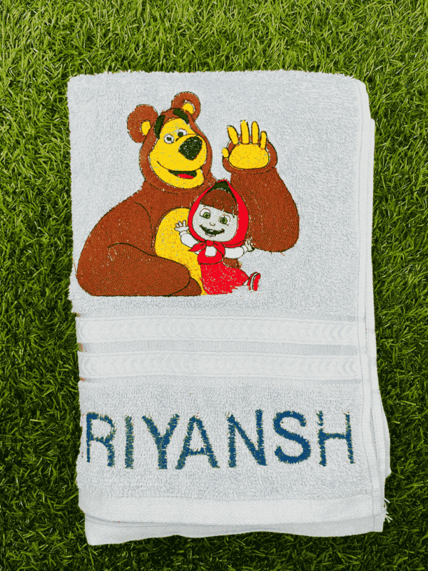 personalised-kids-masha-and-The-bear-cotton-bath-towel-gift-set-in-450-gsm