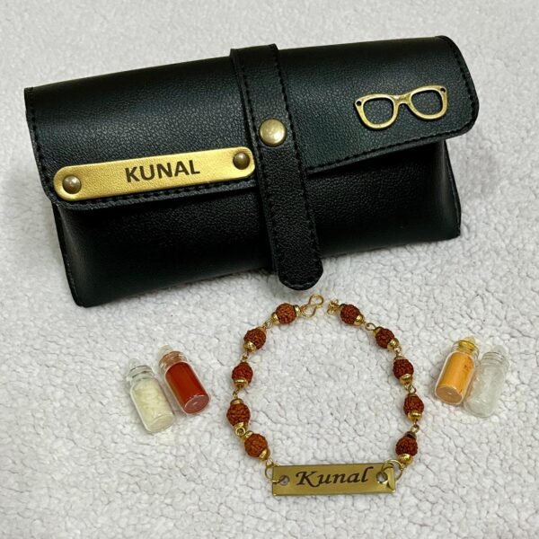 personalised-rudraksh-bracelet-rakhi-and-eyewear-case-combo