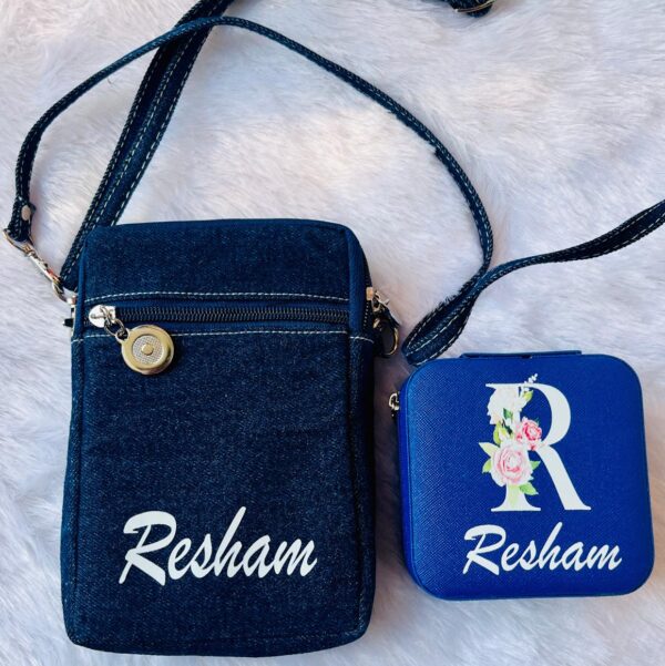 personalised-denim-sling-bag-and-jewellery-box-combo